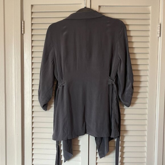 Yumi Kim Claudia Silk Kimono Draped Jacket 8 large grey F1960 - Picture 6 of 10